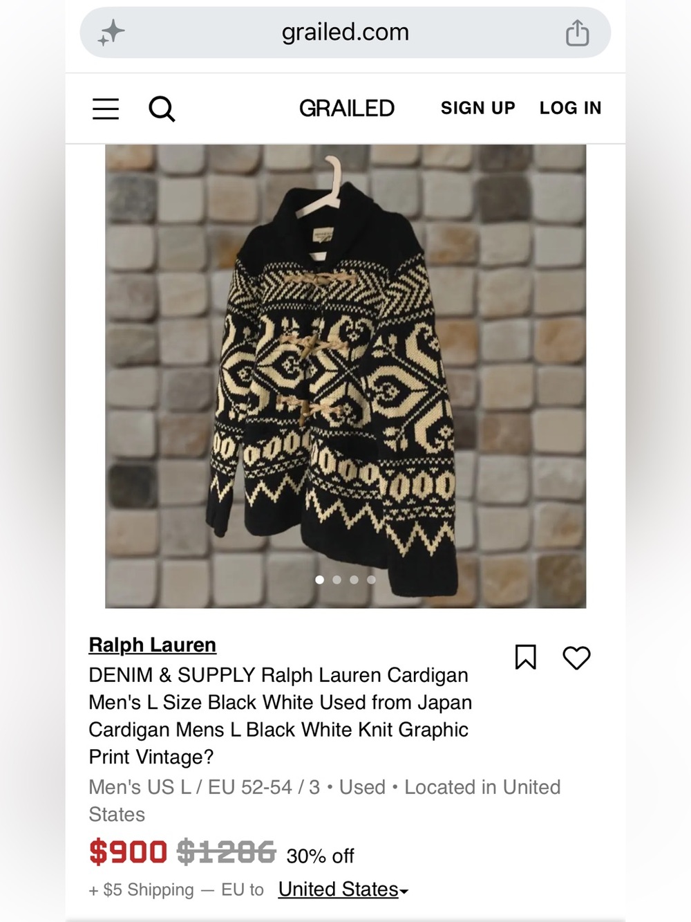 Ralph Lauren Denim & Supply Southwestern Wool Blend Knit Toggle Cardigan - Picture 7 of 7